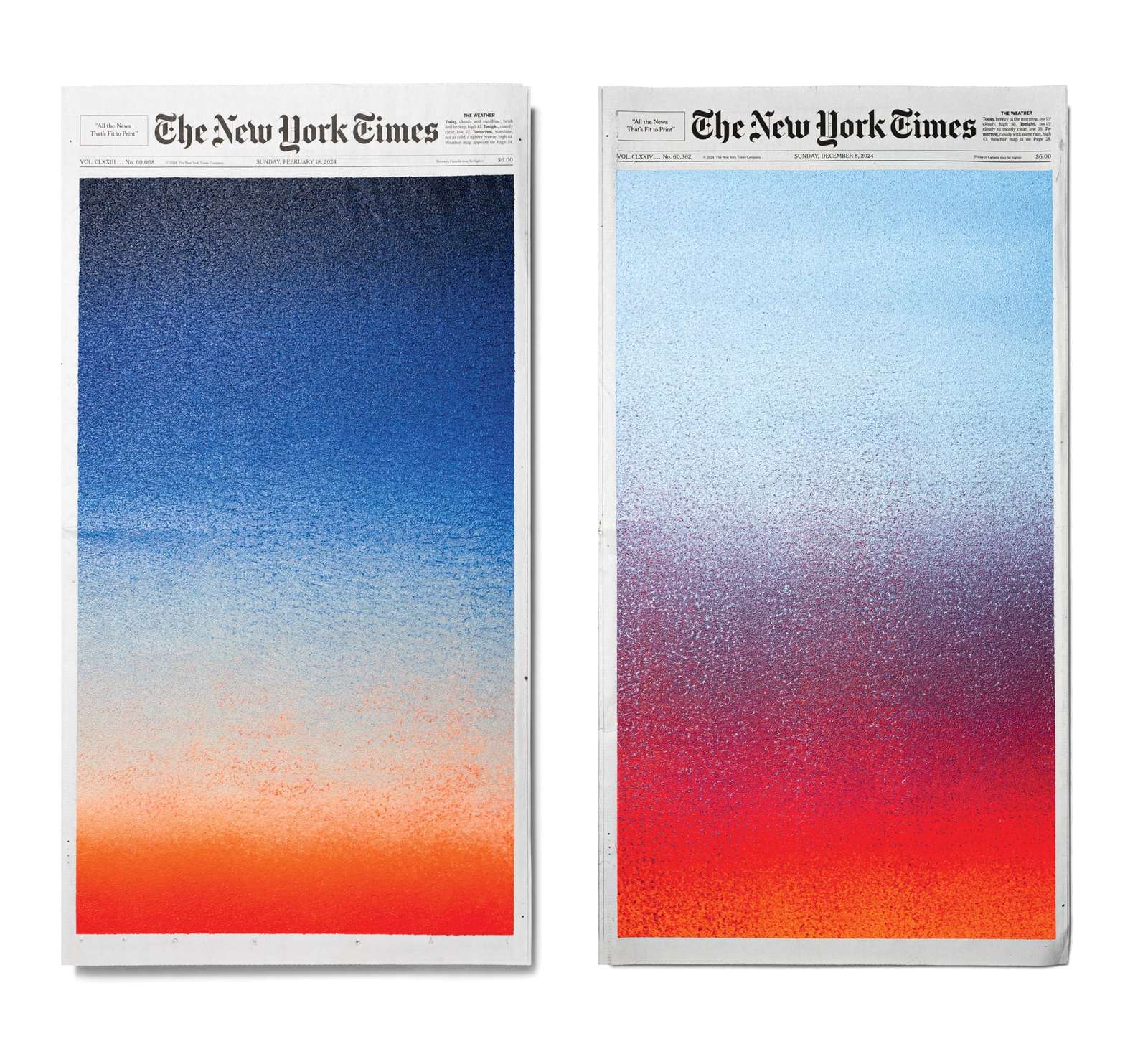 two newspapers with colorful gradients by sho shibuya