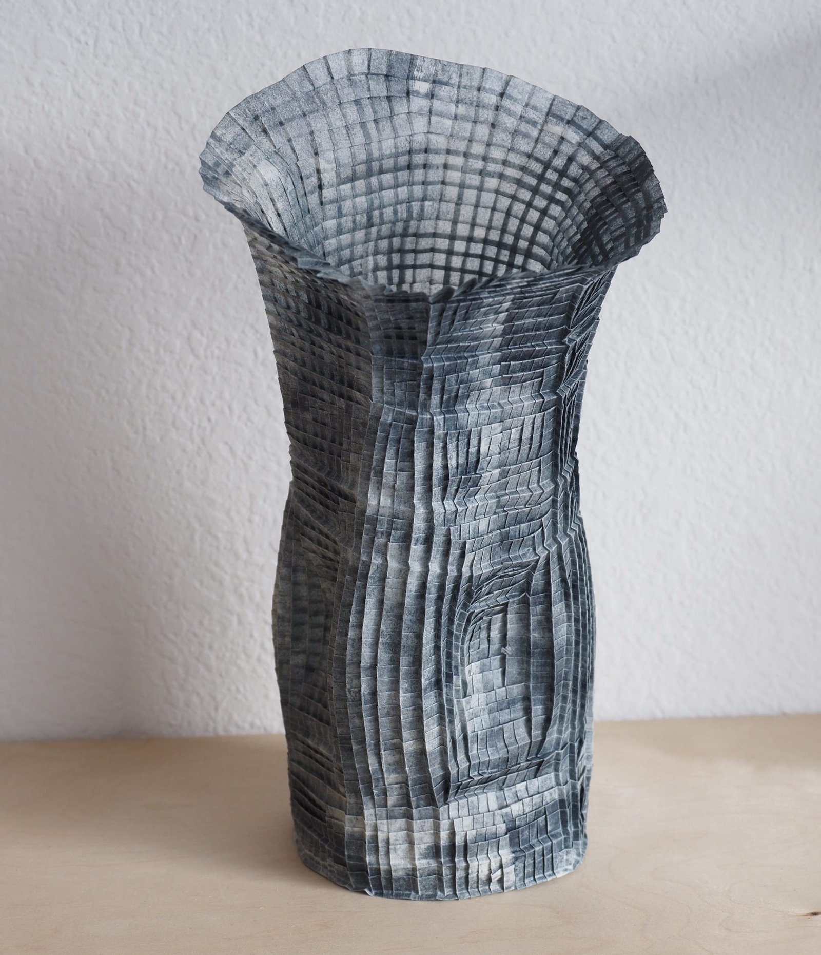 An origami paper vase