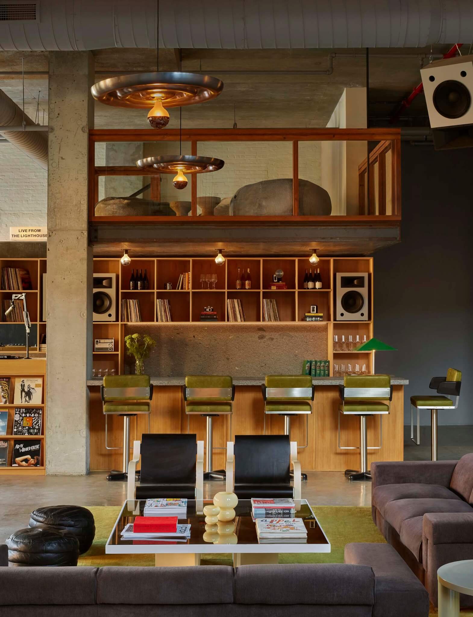 centerpiece of the floor is the Library Bar, where a DJ booth is 