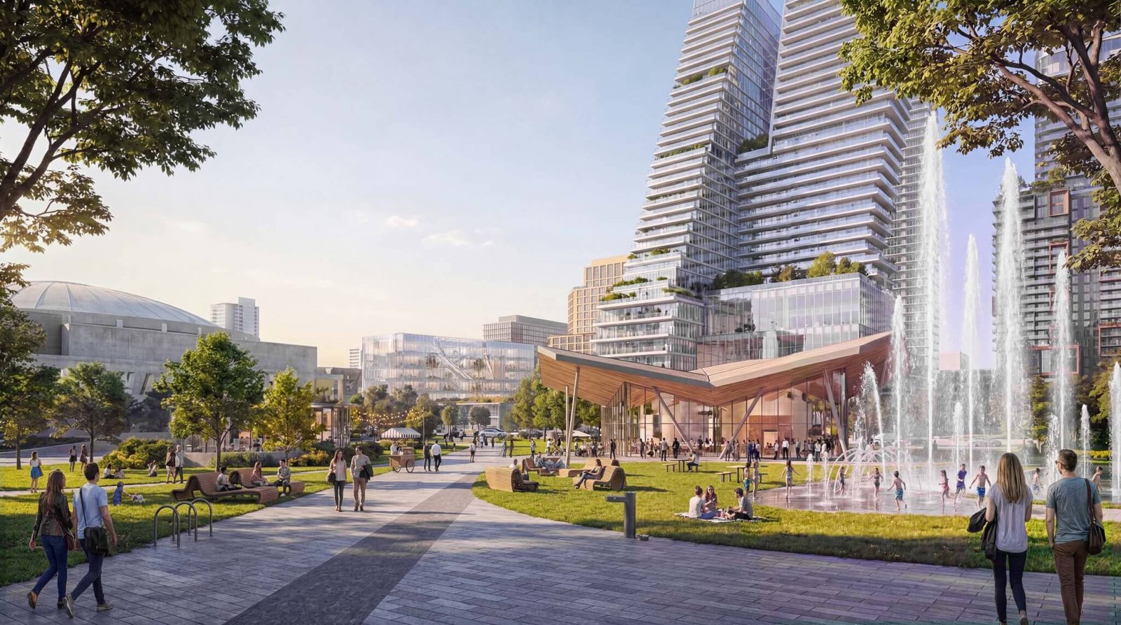 view of building and park space in city south plan in dallas