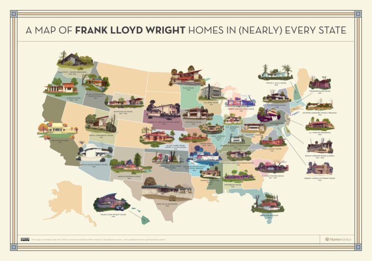 Mapping Frank Lloyd Wright’s Creations throughout the United States