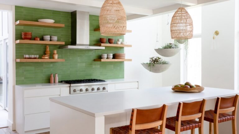 Green Tiles and Saturated Cabinetry Take a Berkshires Lake House From Dated to Divine