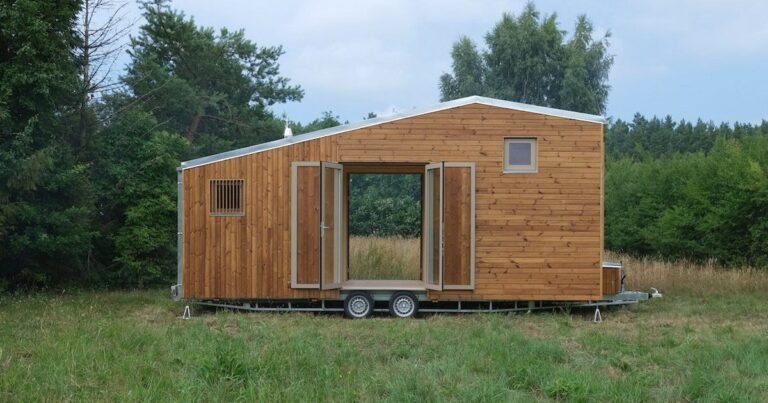 this tiny off-grid cabin on wheels is designed to bring nature into focus