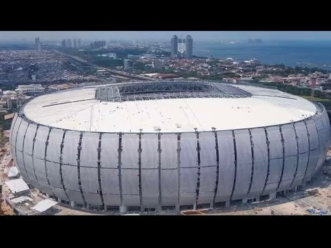 CAKEP ️ ATAP HAMPIR FULL ، ATAP MEMBRANE DIPASANG ، اختبار الصوت SISTEM JAKARTA INTERNATIONAL STADIUM (JIS)