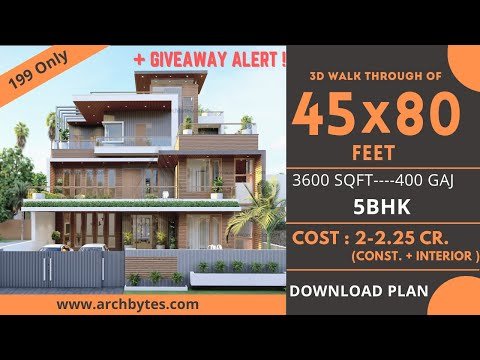 45×80 Dwelling Make 3D | 3600 Sqft | 400 Gaj  | 5 BHK | Distinctive  Make | Swimming Pool | 14×24 Meters