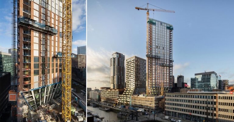 rotterdam’s first triangular tower tops out within the metropolis’s maritime district