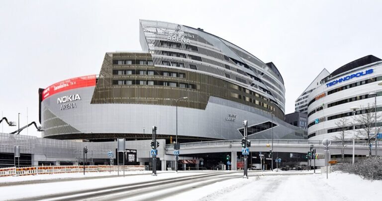 in finland, daniel libeskind’s first enviornment is wrapped in graphic screening