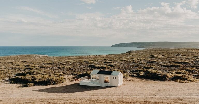 off-grid tiny cabin in australia presents luxurious lodging & sweeping seafront views