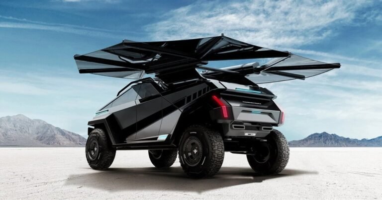 meet thundertruck: the electrical offroader with ‘bat wing’ photo voltaic awnings