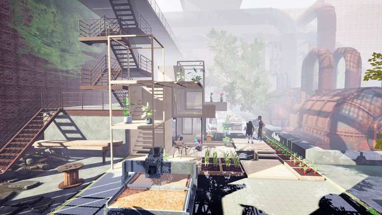 How Will the Metaverse Be Designed?, A look inside Plethora Project’s Common’hood, an immersive multiplayer game centered on building a new community inside an abandoned factory after an economic collapse.. Image Courtesy of PLETHORA PROJECT