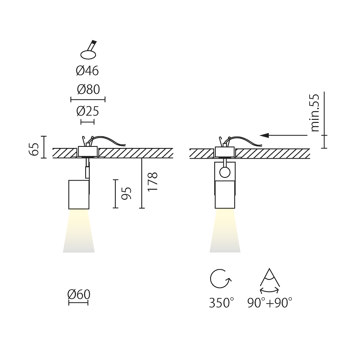  Mur Ø60 GU10 بدون إطار من Aklus |  Architonic
