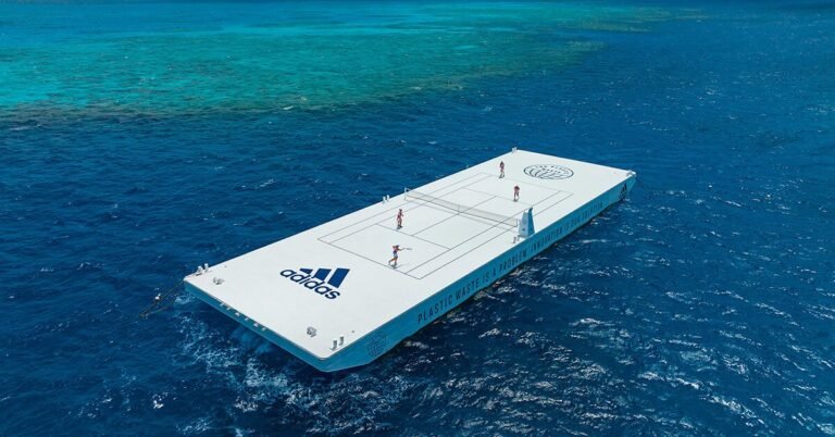 adidas + parley serve a recycled tennis courtroom on australia’s nice barrier reef