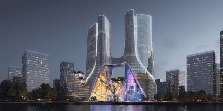 the chengdu NBD middle proposal options breathable LED façades and a sunken plaza