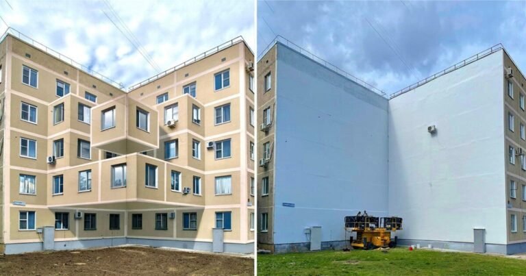 mind-bending tromp l’oeil mural envisions 3D extension to condominium advanced in russia