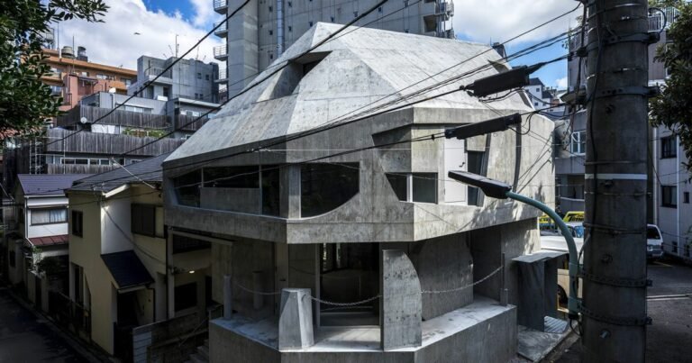 AAOAA disrupts architectural conventions with irregular concrete building in tokyo