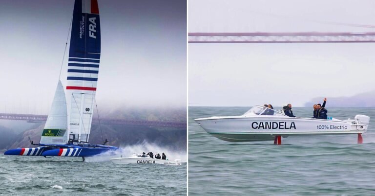 candela’s C-7 becomes the first electric foiling chase boat at SailGP