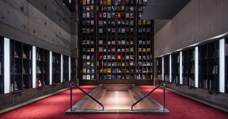 suppose design office inserts bookstore inside renovated hot spring hotel in japan