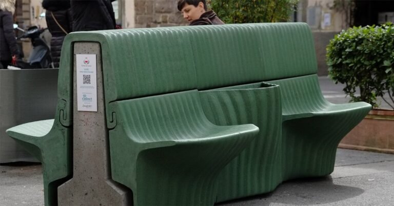 this 3D-printed street furniture is made from recycled plastic food cartons