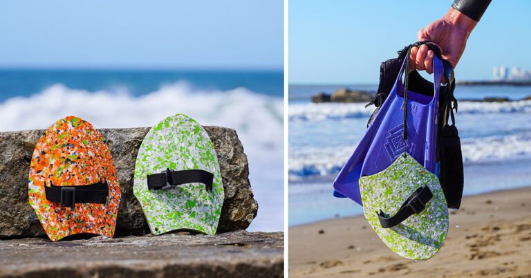 these handboards are 3D-printed from plastic waste and discarded prototypes