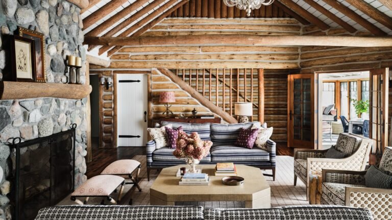 Tour a Summer-Ready Log Cabin That’s Perched on Lake Michigan