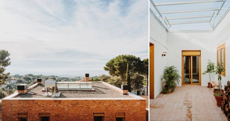 greenhouse-like patio punctures slow studio’s passive house in spain