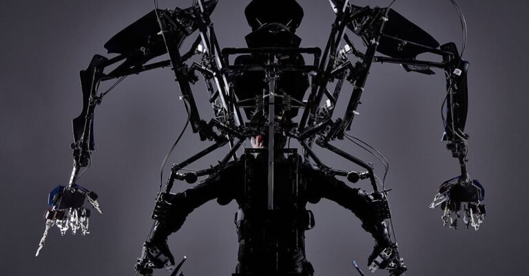arrive by skeletonics is a 9-feet-tall kinetic exoskeleton