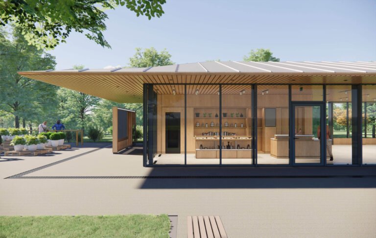 Construction begins on MBB Architects’ sleek visitor center for a Gilded Age arboretum