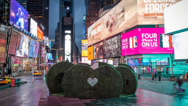 Almost Studio’s Heart-Shaped Topiary Mini-Maze Blooms in Times Square for Valentine’s Day