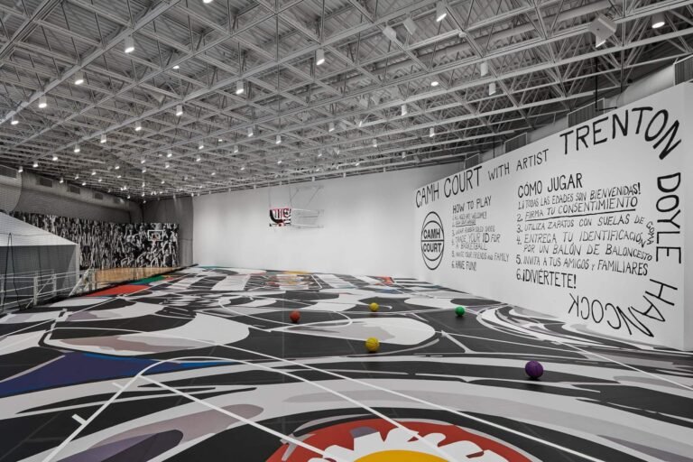 Artist Trenton Doyle Hancock installs a basketball court inside Contemporary Arts Museum Houston