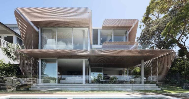 Wood Screens Wrap Around This Home To Create Shade And Privacy