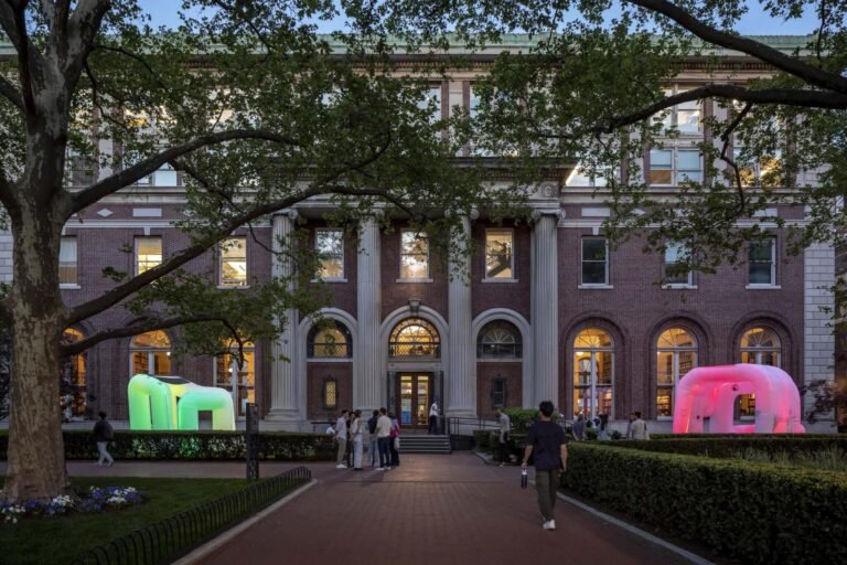 At Columbia GSAPP three inflatable pavilions light up using solar power