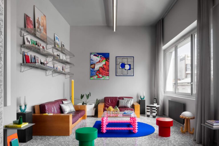 Anthony Authié of Zyva Studio couples eclectic materials and colors in a Paris loft he designed for himself