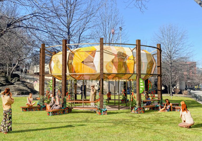 Sankofa, designed by Jerome W Haferd of BRANDT : HAFERD, displays the “mythology” of Marcus Garvey Park