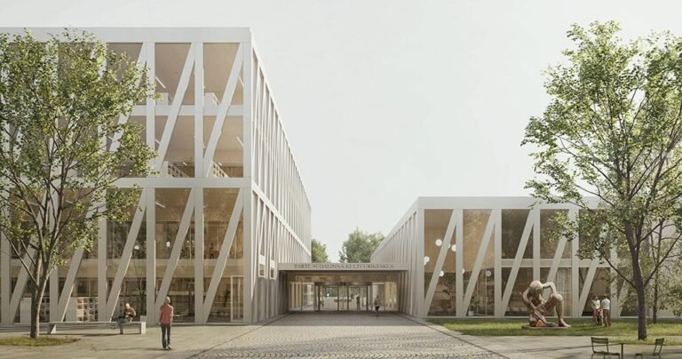 tartu cultural centre: luca poian forms proposes a trio of timber pavilions in estonia