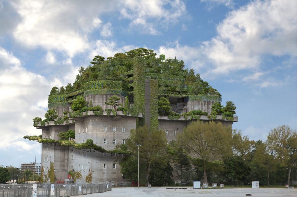 Bunker mit Dachbegruenung