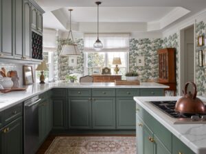 A sagesaturated kitchen by Gordon Dunning Interior Design Studio.
