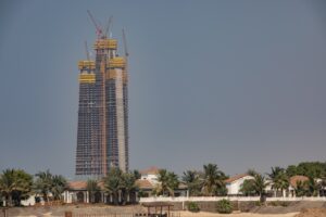 Under Construction Kingdom Tower Jeddah Saudi Arabia