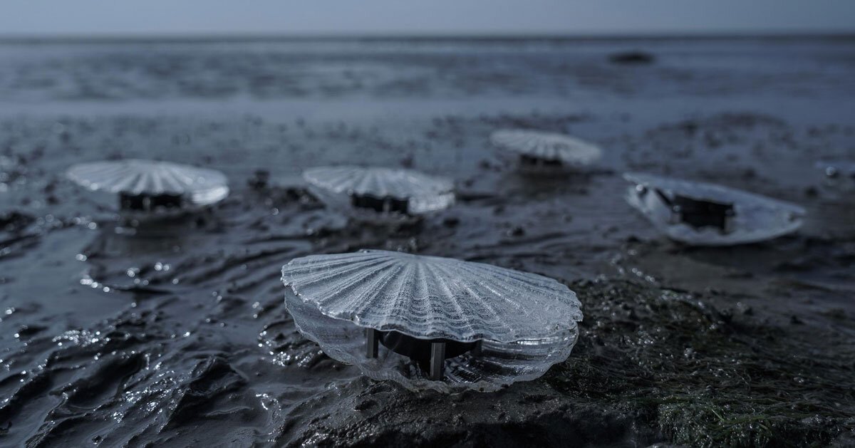 kinetic sound sculptures convert data from bodies of water into evolving soundscapes