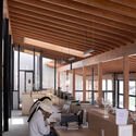 Construction Over Relics, A New Community Center of Lianhe Village / CLAB Architects - Interior Photography, Wood, Chair, Beam