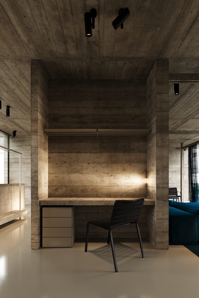 green and blue accents add organic vitality to igor sirotov architects' concrete villa in bali