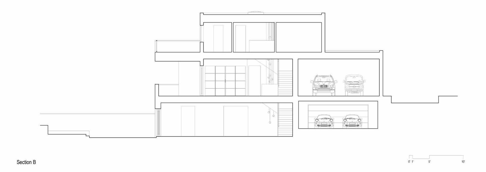 The architectural drawings for a modern three storey home.
