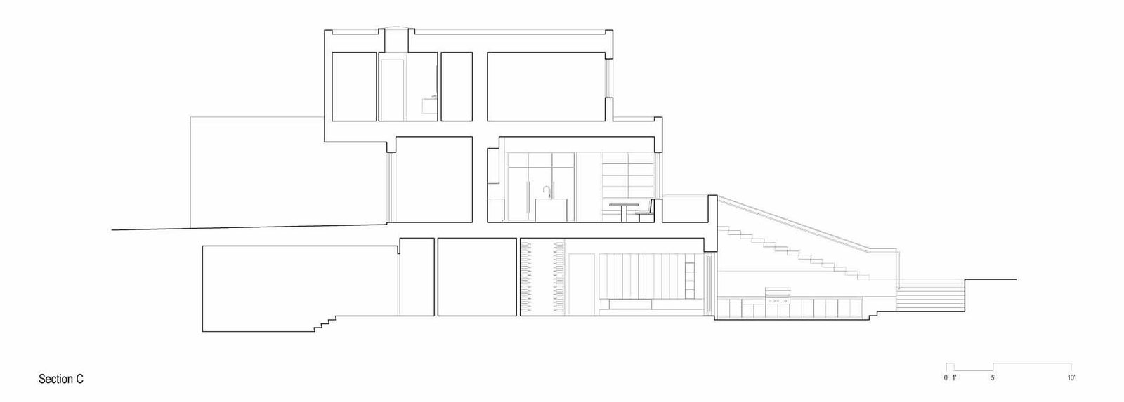 The architectural drawings for a modern three storey home.