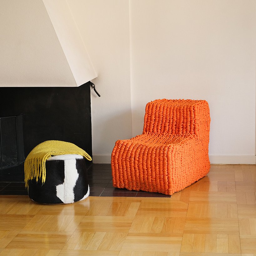 kryss weaves reclaimed climbing rope into self-supporting, shape-shifting furniture