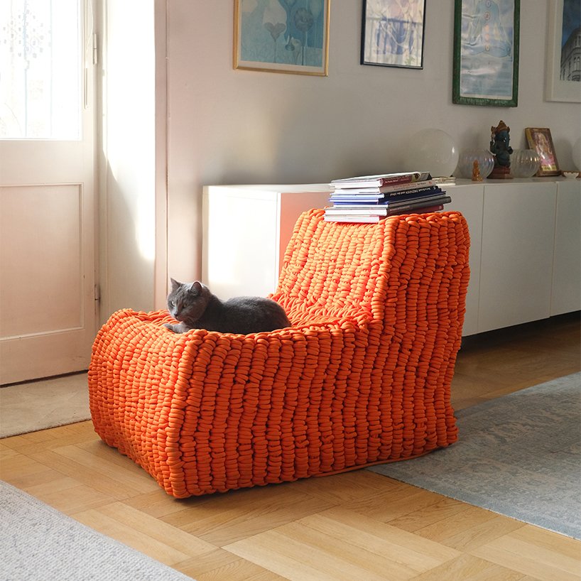 kryss weaves reclaimed climbing rope into self-supporting, shape-shifting furniture