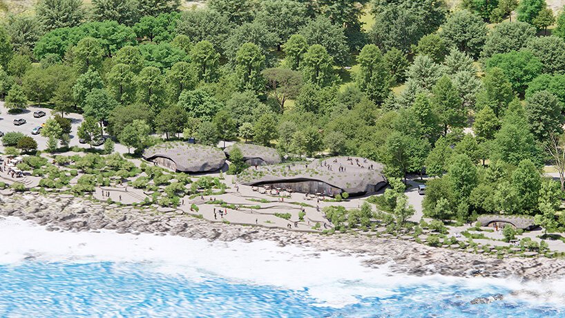 fractured stone forms shape tourist facilities by MVRDV on taiwan's southern coastline