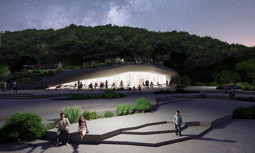 fractured stone forms shape tourist facilities by MVRDV on taiwan's southern coastline