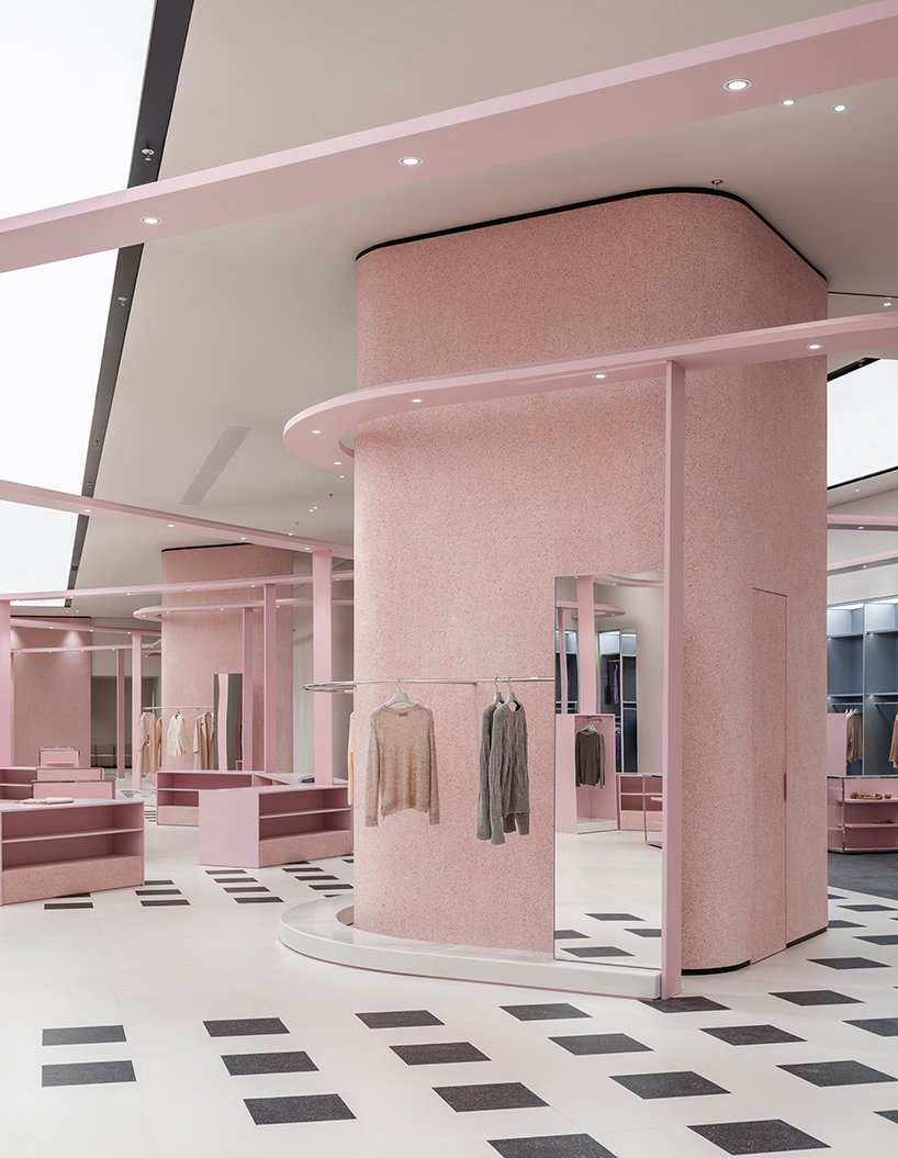 pink ribbon organizes retail display within factory store in inner mongolia