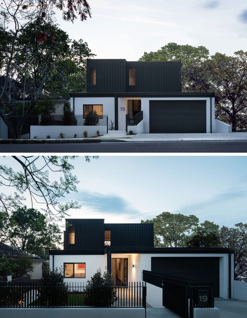 A contemporary home rises along a steep slope and blends seamlessly with the surrounding bushland. Built with fire-resistant materials and steel shutters for protection, the house balances safety with style, featuring multi-level living, expansive picture windows, and a strong connection between indoors and outdoors.