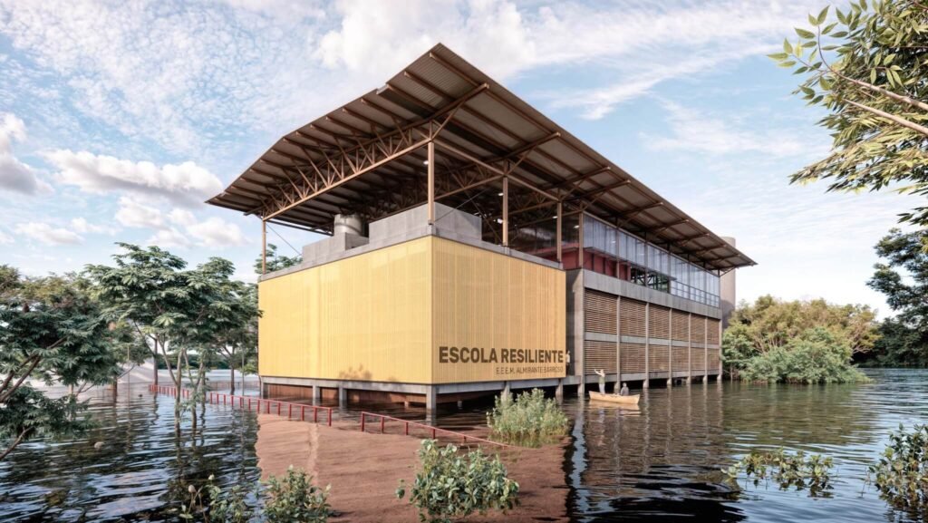 school in a flooded area