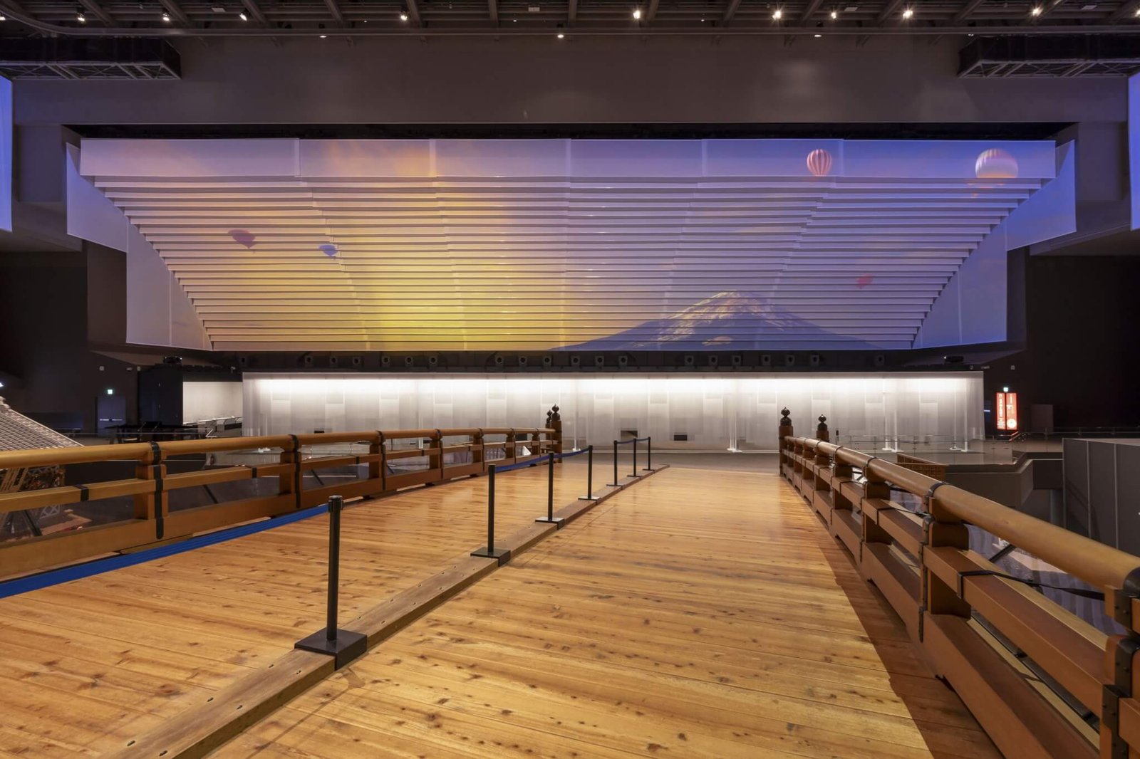 a scene of a mountain projected on interiors of Edo-Tokyo Museum